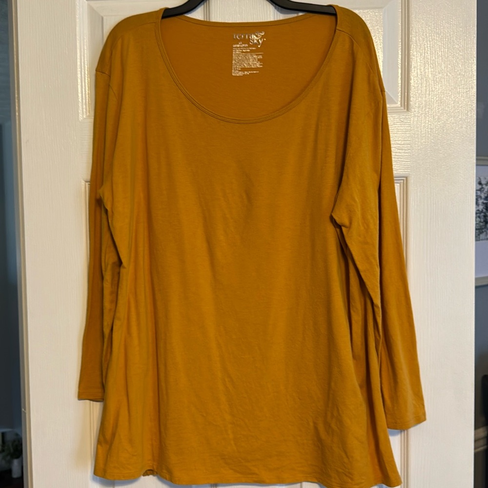 Basic Scoop Neck Long Sleeve Knot Top/tunic Plus 1X